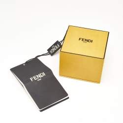 Fendi Baguette Faux Pearl Gold Tone Open Ring Size 54