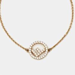 Fendi  F Is Fendi Crystals Gold Tone Bracelet