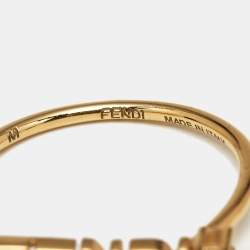 Fendi Signature Crystals Gold Tone Ring Size 56