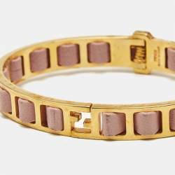 Fendi Fendista Pink Leather Gold Tone Bracelet M