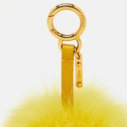 Fendi Yellow Fox Fur Pom Pom Bag Charm
