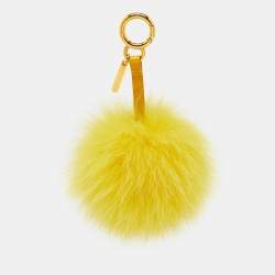 Fendi Yellow Fox Fur Pom Pom Bag Charm
