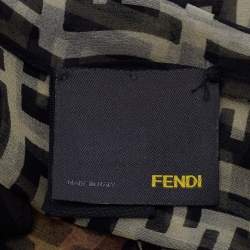 Fendi Vintage Brown Zucca/Leopard Print Sheer Silk Stole 