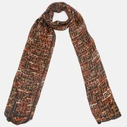 Fendi Brown/Multicolor Zucca Silk Stole 