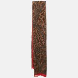Fendi Brown Zucca Monogram Silk Stole 