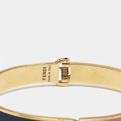 Fendi F is Fendi Bicolor Enamel Gold Tone Narrow Cuff Bracelet L