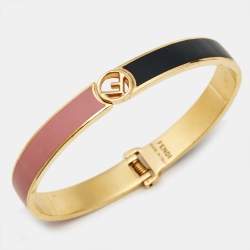 Fendi F is Fendi Bicolor Enamel Gold Tone Narrow Cuff Bracelet L