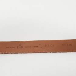 Fendi Pink/Beige Zucchino Fabric FF Buckle Belt 95CM