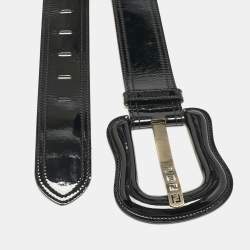 Fendi Black Patent Leather B Buckle Waist Belt 80CM