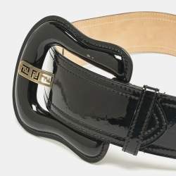 Fendi Black Patent Leather B Buckle Waist Belt 80CM