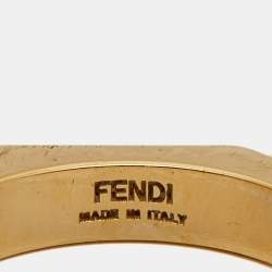 Fendi  Baguette Two Tone Textured Ring Size 58