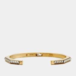 Fendi Baguette Two Tone Open Cuff Bracelet M 