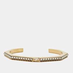 Fendi Baguette Two Tone Open Cuff Bracelet S