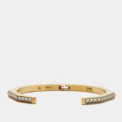 Fendi Baguette Two Tone Open Cuff Bracelet S