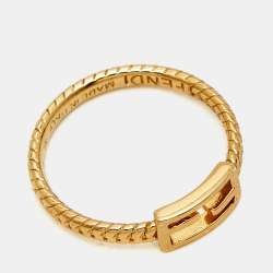 Fendi Baugette Gold Tone Ring Size 54