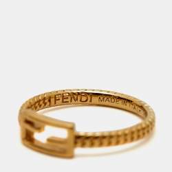 Fendi Baugette Gold Tone Ring Size 54