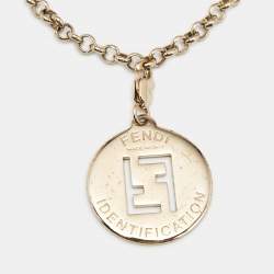 Pre Owned Fendi FF Identification Charm Gold Tone Bracelet