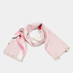 Fendi Pink Abstract Print Silk Scarf