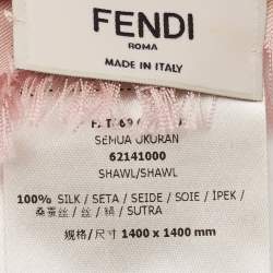 Fendi Pink Abstract Print Silk Scarf
