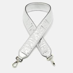 Fendi Silver Zucca Embossed Leather Strap You Shoulder Bag Strap