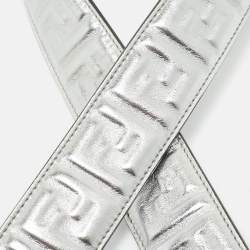 Fendi Silver Zucca Embossed Leather Strap You Shoulder Bag Strap