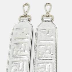 Fendi Silver Zucca Embossed Leather Strap You Shoulder Bag Strap