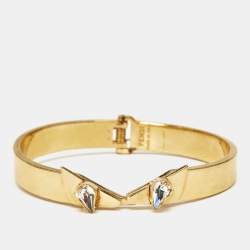 Pre Owned Fendi Monster Eyes Crystal Gold Tone Bracelet M