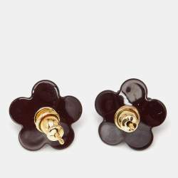 Fendi Blossom Resin Gold Tone Flower Stud Earrings