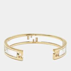 Pre Owned Fendi FF Aclyric Gold Tone bracelet M