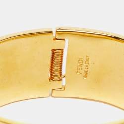 Fendi Fendista Bi-color Enamel Gold Tone Wide Bracelet S