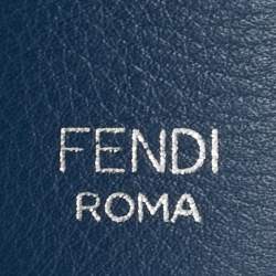 Pre Owned Fendi Blue Flowerland Leather Strap You Shoulder Strap