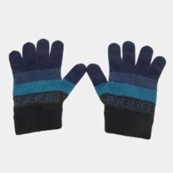 Pre Owned Fendi Blue Wool Blend Gloves One Size