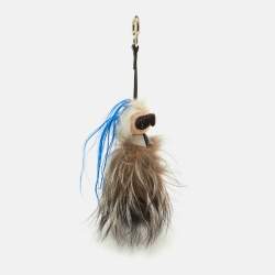 Pre Owned Fendi Multicolor Fur and Leather Karlito Bag Charm