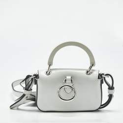 Pre Owned Fendi White Leather Nano Baguette Crossbody Bag Charm