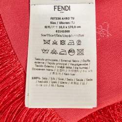 Pre Owned Fendi Red Silk Karligraphy Fringed Scarf
