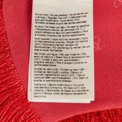 Pre Owned Fendi Red Silk Karligraphy Fringed Scarf