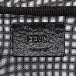 Pre Owned Fendi Black Mesh Logo Cosmetic Case