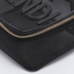 Pre Owned Fendi Black Mesh Logo Cosmetic Case