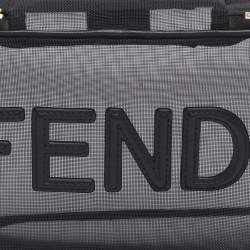 Pre Owned Fendi Black Mesh Logo Cosmetic Case