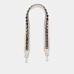 Pre Owned Fendi Cream Leather Studded Strap You Shoulder Bag Strap