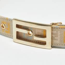 Pre Owned Fendi Multicolor Zucchino Canvas FF Buckle Belt 85 CM