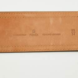 Pre Owned Fendi Two Tone Brown Patent Leather Waist B Buckle Belt 85cm