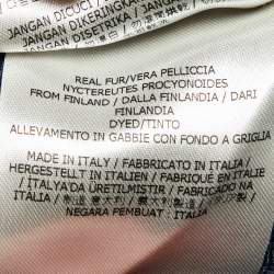 Pre Owned Fendi Navy Blue FF Jacquard Silk & Wool Touch Of Fur Shawl