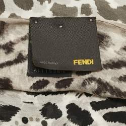 Pre Owned Fendi Monochrome Printed Silk Scarf