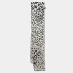 Pre Owned Fendi Monochrome Printed Silk Scarf
