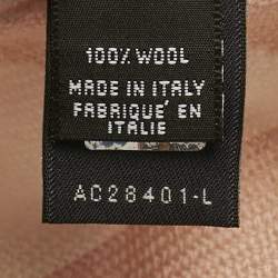 Pre Owned Fendi Pink Logo Jacquard Wool Fringed Muffler