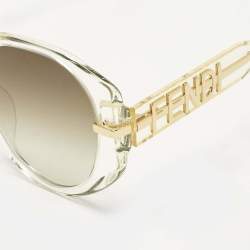 مملوكة مسبقًا Fendi Gold/Brown Gradient FF40083U Fendigraphy Round Sunglasses