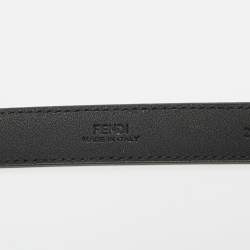 Pre Owned Fendi Black Leather FF Buckle Slim Belt 85 CM