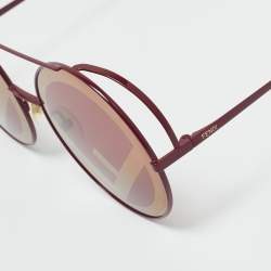 Pre Owned Fendi Red FF 0285/S Round Sunglasses