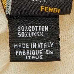 Pre Owned Fendi Cream Cotton & Linen Stole